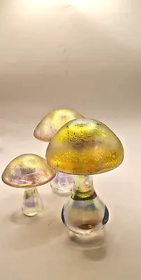 Buy Large Set Of Heron Glass Mushrooms - Gold And Orange - Gift Boxes - Hand Crafted • 65£