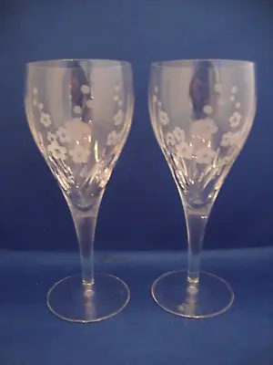 Buy 2 X Royal Doulton Crystal Chelsea Cut Pattern Wine Glasses Goblets - Signed (1) • 44.95£