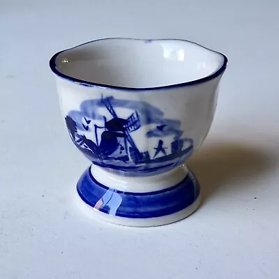 Buy Vintage Delftware Windmill Hand Painted Egg Cup Blue & White - Elesva Holland • 10£