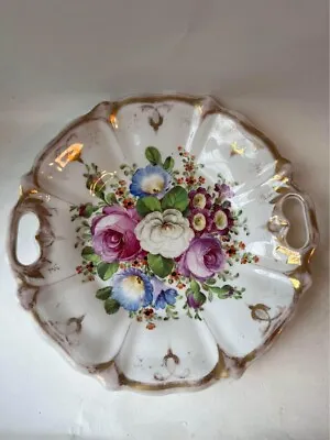Buy Antique KPM Germany Hand-Painted Floral Handled Cake Plate • 96.51£