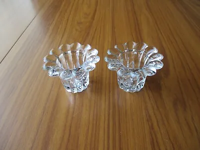 Buy Vintage Retro Pair Of Small Clear Glass Candlesticks Candle Holders (ga) • 7.50£