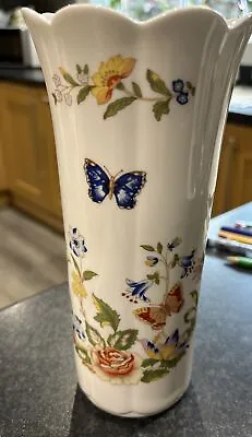 Buy Aynsley 'Cottage Garden' Design China Straight Sided Fluted Top Vase -21cms Tall • 6£
