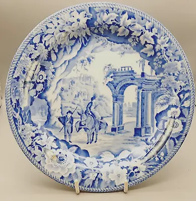 Buy Antique English Pottery Clews Blue & White Transferware Plate - Romantic Ruins • 25£