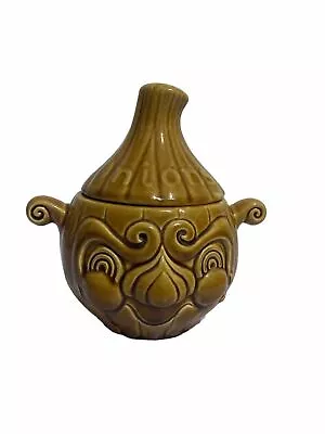 Buy Vintage SADLER ENGLAND  ONION  3D Brown Face Design Collectable POTTERY Jar • 14.99£