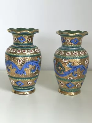 Buy Mario Sambuco Hand Decorated Ceramic Gilded Vase Studio Artwork MADE In ITALY • 142.23£