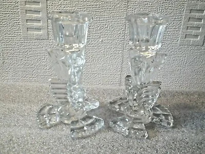 Buy Pair Of Vintage Clear Glass Candle Sticks   CHANCE TO BUY .. NOT BEING RELISTED • 10£