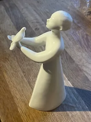 Buy Royal Doulton Images Figure Peace Girl With Dove Hn 2470  White Gloss   C1977 • 15£