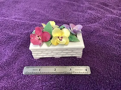 Buy Fine Bone China Box With 4 Pansies By Crown Of Staffordshire, England • 14.95£