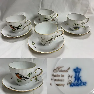Buy AK Kaiser “Tirol” Porcelain W Germany Birds SET Of 4 Fine China Demistasse C&S • 57.53£