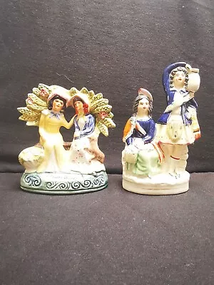 Buy Antique Pair Of Victorian Stafforshire Flat Back Figurines In Good Condition  • 32.99£