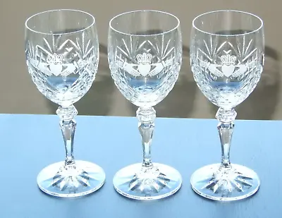 Buy Galway Claddagh White Wine Glasses 6 3/4  Tall *** SET OF THREE (3) • 57.69£