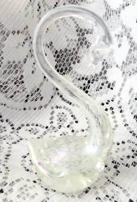 Buy Vintage Heron Iridescent Ice White Art Glass Swan Ornament -lake District Studio • 15£