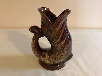 Buy Vintage Foster Studio Pottery Brown Drip Glazed Gurgle Fish Jug/Vase • 16.95£