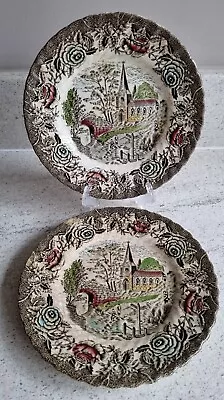 Buy 2 X Vintage British Anchor England - English Country Scenes Side Plates 18cm • 5£