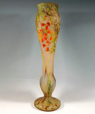 Buy Height: 55 CM - DAUM NANCY Vase Hagebutter Decor Art Nouveau Rosehip Um 1910 • 6,413.25£
