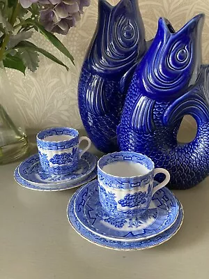 Buy Antique Blue White Willow Pattern Cup Saucer & Plate X 2 Trios Miles Mason? • 10£