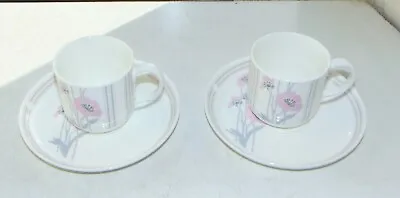 Buy Coalport Bone China Candy Pattern Pink Poppy 2 X Coffee Cups And Saucers • 8£