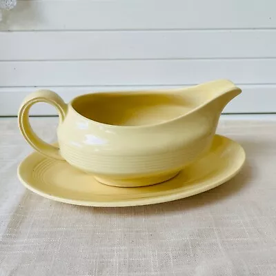 Buy Vintage Wood's Ware Jasmine Gravy Boat And Saucer. Yellow. Utility • 14£