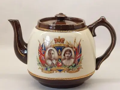 Buy KING GEORGE VI & QUEEN ELIZABETH  Coronation 1937  Pottery Teapot Tea Pot • 24.98£