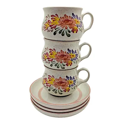 Buy Denby Summer Fields Cup And Saucer X3 Tea Set Floral Fine Stoneware Cups Vintage • 16.74£