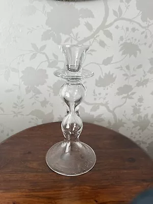 Buy Heavy Glass Candlestick Holder With Small Bubbles In Stem • 8£