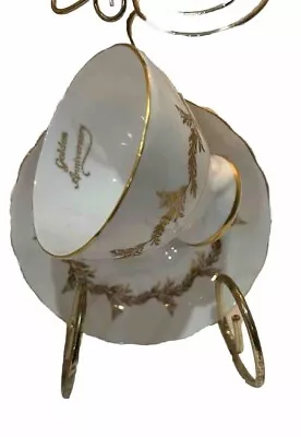 Buy Royal Tuscan Fine Bone China Flat Cup & Saucer Set Golden Anniversary England • 21.14£