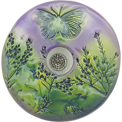 Buy Handmade Signed Pottery Ikebana Vase, 5  Green Purple Butterfly Floral Botanical • 24.96£