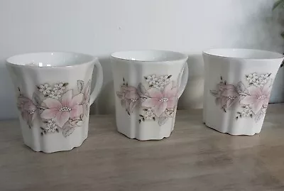 Buy Salisbury Tea Coffee Mugs Cups Set Of 3 Fine Bone China White Floral Vintage  • 12.95£