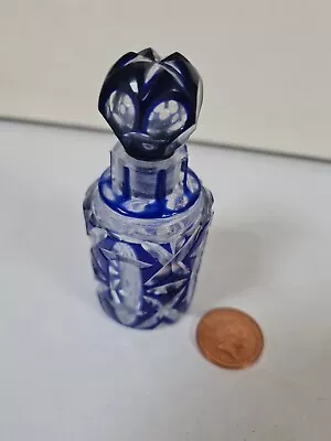 Buy Vintage Antique Blue Cut To Clear ? Perfume Cut Glass Scent Bottle  • 8.50£