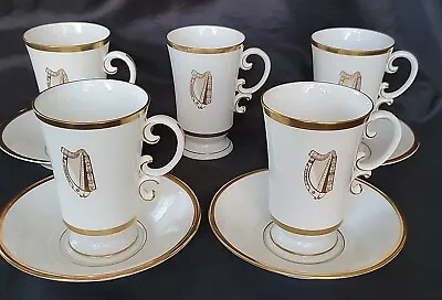 Buy Royal Worcester Fine Bone China Coffee 5 Cups & 4 Saucers Irish Harp Design 1961 • 37.92£