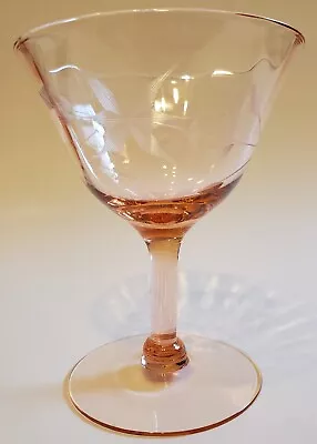 Buy Lovely Pink Depression Glass Floral Etched Champagne Sherbet Glass - 4.5 In • 9.59£