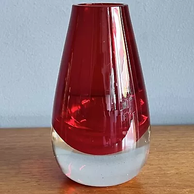 Buy Midcentury Whitefriars #9647 Ruby Red Glass Tapering Vase 1966-73 • 16£