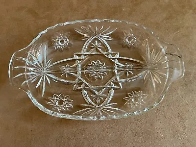 Buy Cut Glass Etched Geometric Divided Celery Tray Relish Dish 6 X 10  Vintage • 32.81£
