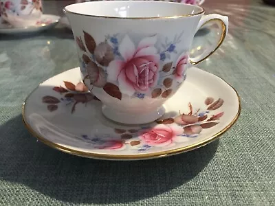 Buy Vintage Queen Anne Bone China Coffee Cups & Saucers Set-rose Pattern-no. 8521 • 22£