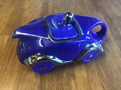 Buy Vintage Art Deco Blue & Chrome James Sadler OKT42 Racing Car Teapot. • 32£