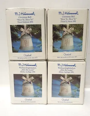 Buy 4x Vintage 1990  Pottery MJ HUMMEL Goebel CHRISTMAS BELL 3rd Edition • 21.95£