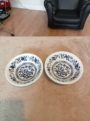 Buy 2 X Crown Clarence White Blue Onion Dessert/Cereal  Bowls 16cms • 12£