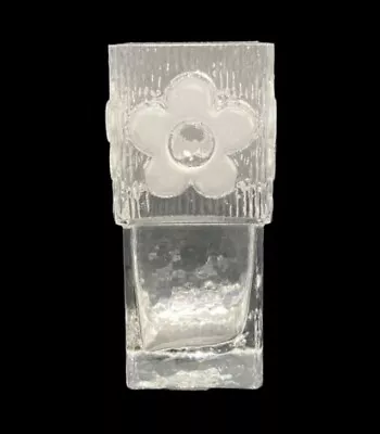 Buy Vintage Sea Glasbruk Sweden Vase 5.75” Flower Daisy Clear Glass Decor Textured • 26.94£
