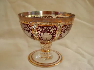 Buy ANTIQUE BOHEMIAN? ETCHED CRYSTAL CHAMPAGNE GLASS,ICE CREAM CUP,LATE 19th. • 94.51£