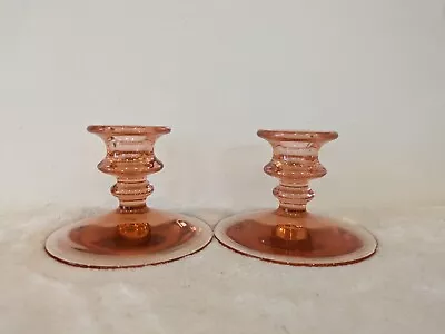 Buy Vintage Pink Glass Taper Candle Holders, Set Of 2, 3.5  Tall • 38.60£