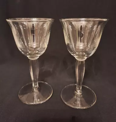 Buy PAIR Of Antique Victorian Drinking Glasses Sherry Cordia Tool Mark To Foot • 22.50£