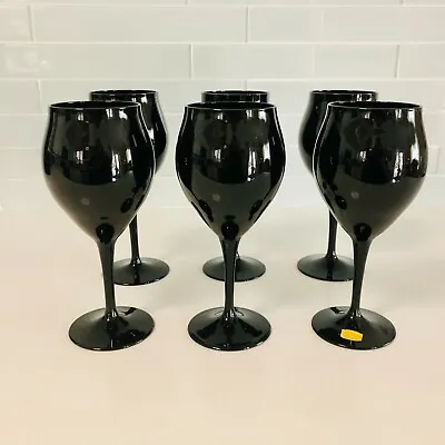 Buy Black Amethyst Fine Hand Made West  Germany Crystal Wine Glasses - 7-1/2  6 Pcs • 84.39£