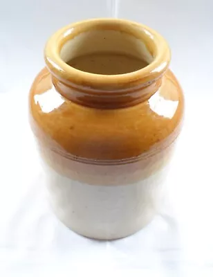 Buy Vintage Cream/Brown Salt Glazed Stoneware Utensil Jar/Pot. Kitchen/ Decorative • 18£