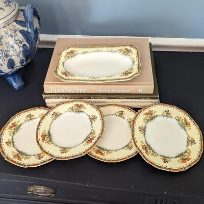 Buy Vintage Antique Crown Ducal Ware Lot Plates And Serving Tray Tulip Pattern Made • 27£