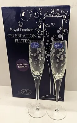Buy Royal Doulton Crrystal Champagne Flutes Year 2000 Edition In Presentation Pack • 14.99£