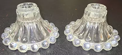 Buy Pair Of Vintage Boopie Bubble Taper Clear Glass Candle Holders • 23£