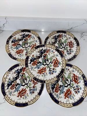 Buy 5 X Antique Losol Ware Burslem Shanghai Pattern Bird Of Paradise Plate 22.5cm • 22.49£