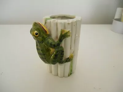 Buy Vintage Vietri ? Italian Ceramic  Bamboo  Pot With Ascending Frog • 12£