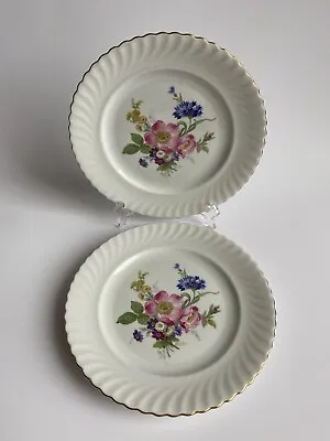 Buy Vintage KAISER W. Germany Flower Bouquet Plates Set Of 2 Scalloped Gold Edges • 24.11£