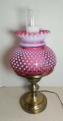Buy Vintage Fenton Cranberry Opalescent Hobnail Lamp Works Great Excellent Condition • 192.75£